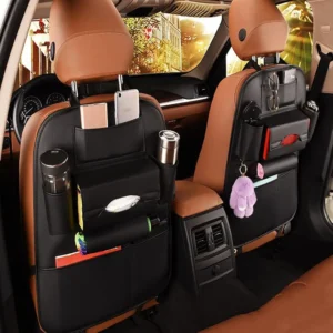 Leather Car Seat Back Storage Bag Set